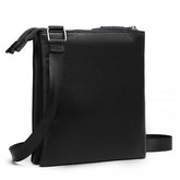 LH2301 - Miss Lulu Double Compartment Lightweight Leather Crossbody bag - Black