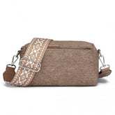 LH2410 - Miss Lulu Ethnic Jacquard Strap Water-Resistant Crossbody Bag - Brown