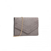 LP1963 - MISS LULU CHEVRON ENVELOPE CLUTCH BAG - GREY