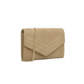 LP1963 - MISS LULU CHEVRON ENVELOPE CLUTCH BAG - LIGHT BROWN