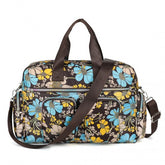 MSK2436F - Kono Large Capacity Travel Bag with Multiple Zippered Pockets And Flower Print Perfect For Daily Use - Brown