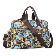 MSK2436F - Kono Large Capacity Travel Bag with Multiple Zippered Pockets And Flower Print Perfect For Daily Use - Brown