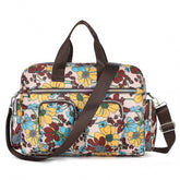 MSK2436F - Kono Large Capacity Travel Bag with Multiple Zippered Pockets And Flower Print Perfect For Daily Use - Khaki
