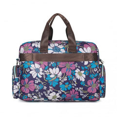 MSK2436F - Kono Large Capacity Travel Bag with Multiple Zippered Pockets And Flower Print Perfect For Daily Use - Navy