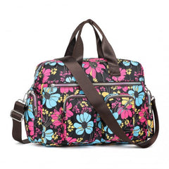 MSK2436 - Kono Large Capacity Travel Bag with Multiple Zippered Pockets And Flower Print Perfect For Daily Use - Black