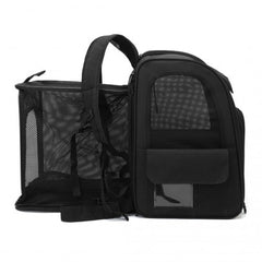 PTD2441 - Dogat Expandable And Foldable Pet Backpack Carrier with Ventilated Mesh Windows Comfortable & Secure Design - Black