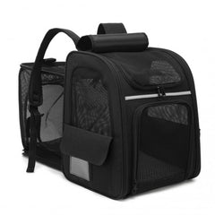 PTD2441 - Dogat Expandable And Foldable Pet Backpack Carrier with Ventilated Mesh Windows Comfortable & Secure Design - Black