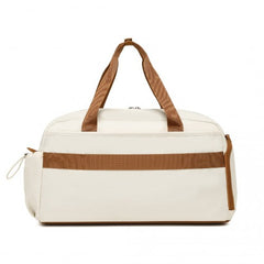 TVK2429 - Kono Versatile Multi-Compartment Travel Weekend Bag Two-Piece Set with Shoe Compartment and Cosmetic Pouch - Beige And Brown