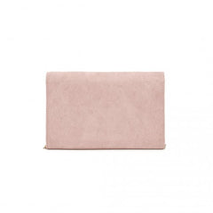 WTM2432 - Miss Lulu Luxurious Envelope-Style Evening Clutch with Elegant Detachable Metal Chain Strap - Pink