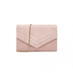 WTM2432 - Miss Lulu Luxurious Envelope-Style Evening Clutch with Elegant Detachable Metal Chain Strap - Pink