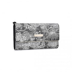 WTM2448 - Miss Lulu Elegant Women's Long Purse with Detachable Wrist Strap And Multi-Card Organizer - Black