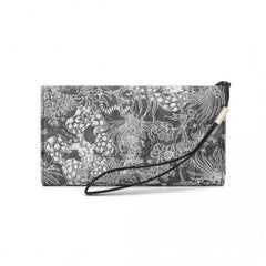 WTM2448 - Miss Lulu Elegant Women's Long Purse with Detachable Wrist Strap And Multi-Card Organizer - Black