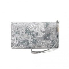 WTM2448 - Miss Lulu Elegant Women's Long Purse with Detachable Wrist Strap And Multi-Card Organizer - Grey