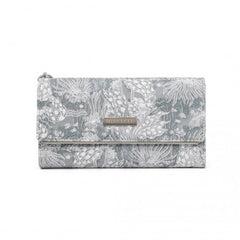WTM2448 - Miss Lulu Elegant Women's Long Purse with Detachable Wrist Strap And Multi-Card Organizer - Grey