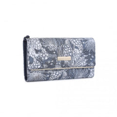 WTM2448 - Miss Lulu Elegant Women's Long Purse with Detachable Wrist Strap And Multi-Card Organizer - Navy