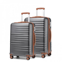K2391L - British Traveller 24/28 Inch Durable Polycarbonate and ABS Hard Shell Suitcase With TSA Lock - Grey And Brown