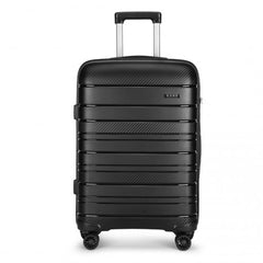 K2091L - Kono 20 Inch Multi Texture Hard Shell PP Suitcase - Classic Collection - Black