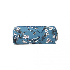 PC-16J D BE- Miss Lulu Canvas Pencil Case Birds dark blue