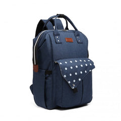 E1945 - KONO POLKA DOT MATERNITY BACKPACK BAG WITH USB CONNECTIVITY - NAVY