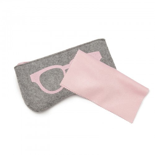 EB2065 - Soft Felt Glasses Case - Grey And Pink