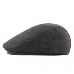 CAP-1 - Men's Newsboy Baker Boy Herringbone Flat Cap Hat - Grey