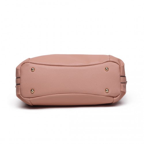 S1716 - Miss Lulu Soft Leather Elegant Simple Shoulder Bag - Nude