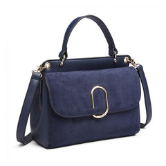 LB6871-MISS LULU STYLISH LADIES LEATHER HANDBAG SHOULDER BAG NAVY