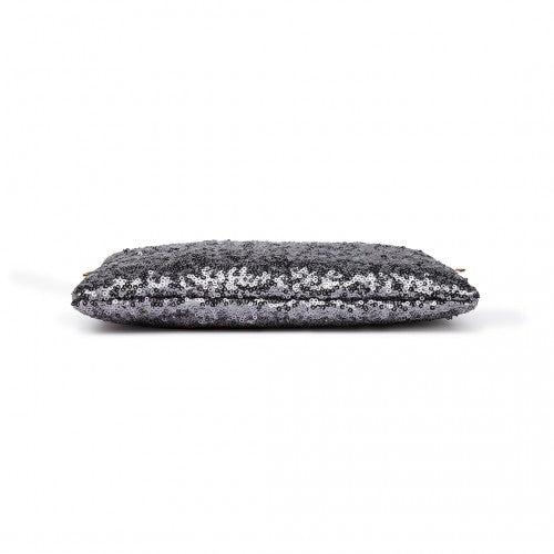 LH1765 - Miss Lulu Sequins Clutch Evening Bag - Grey