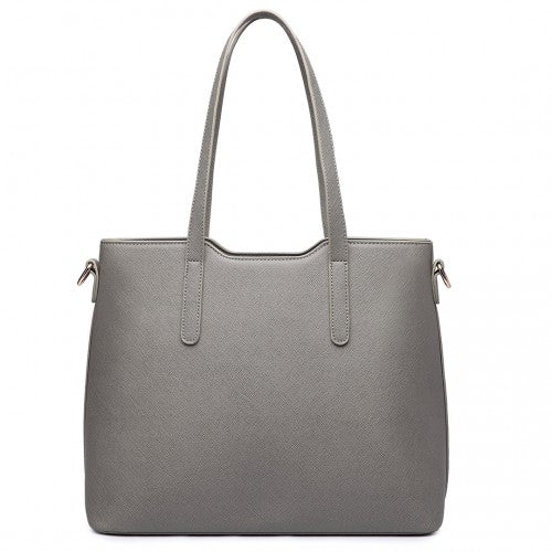 LT6648 - Miss Lulu Three Piece Tote Shoulder Bag And Clutch - Grey