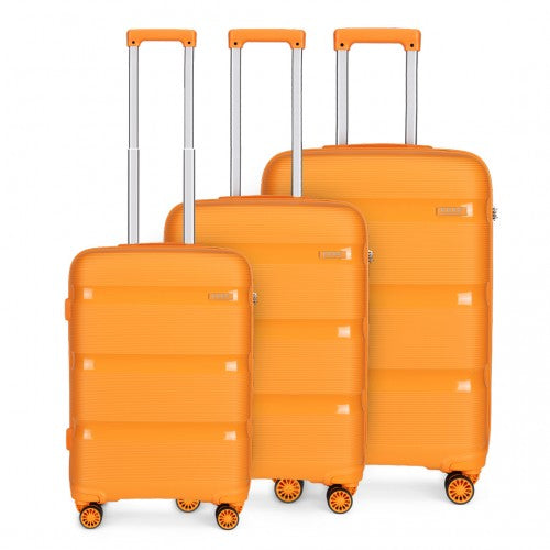 K2092L - Kono Bright Hard Shell PP Suitcase 3 Pieces Set - Classic Collection - Orange