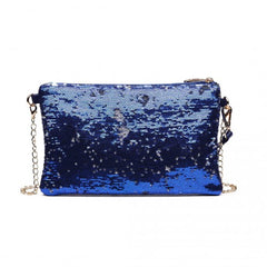 LH1765 - Miss Lulu Sequins Clutch Evening Bag - Navy