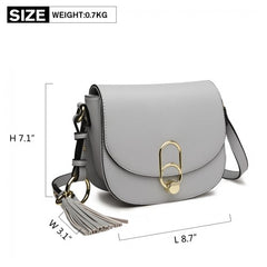 LZ1831 - MISS LULU CROSS BODY SADDLE BAG - GREY