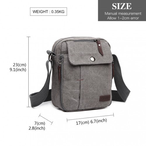 E1971 - Kono Multi Pocket Cross Body Shoulder Bag - Grey