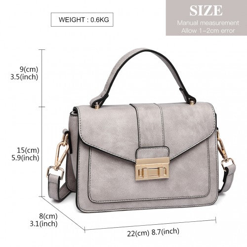 LB2033 - Miss Lulu Leather Look Midi Handbag - Grey