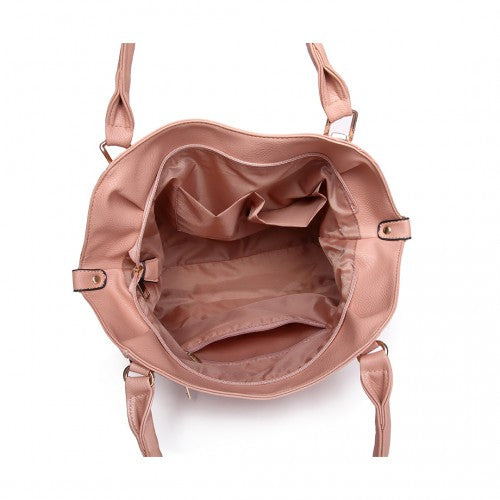 S1716 - Miss Lulu Soft Leather Elegant Simple Shoulder Bag - Nude