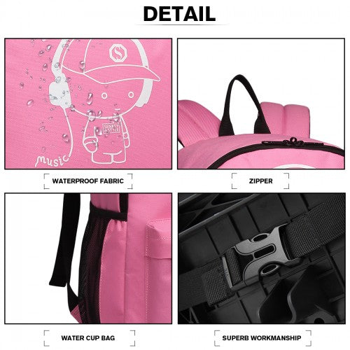 E6877 - Kono Multi-functional Glow-in-the-Dark Trolley Backpack - Pink