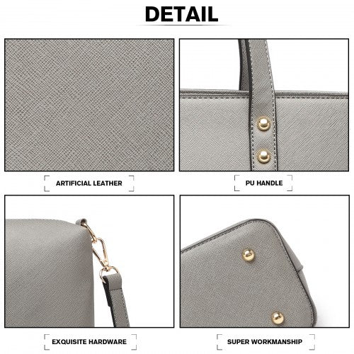 LG6931 - Miss Lulu 4 Piece Handbag Set - Grey