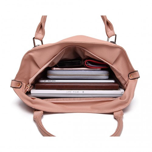 S1716 - Miss Lulu Soft Leather Elegant Simple Shoulder Bag - Nude