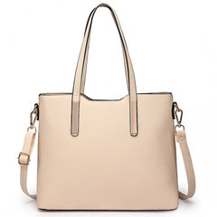 LT6648 - Miss Lulu Three Piece Tote Shoulder Bag And Clutch - Beige