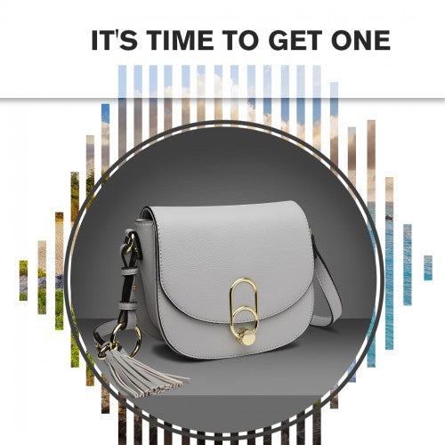 LZ1831 - MISS LULU CROSS BODY SADDLE BAG - GREY