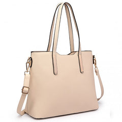 LT6648 - Miss Lulu Three Piece Tote Shoulder Bag And Clutch - Beige