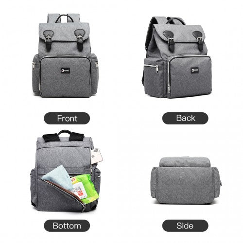 E1976 - Kono Travel Baby Changing Backpack with USB Charging Interface - Grey