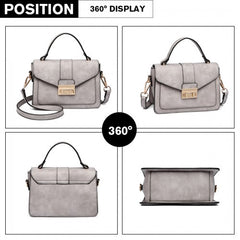 LB2033 - Miss Lulu Leather Look Midi Handbag - Grey