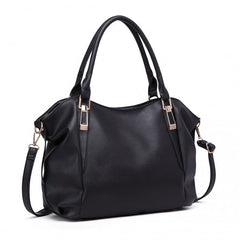 S1716 - Miss Lulu Soft Leather Elegant Simple Shoulder Bag - Black