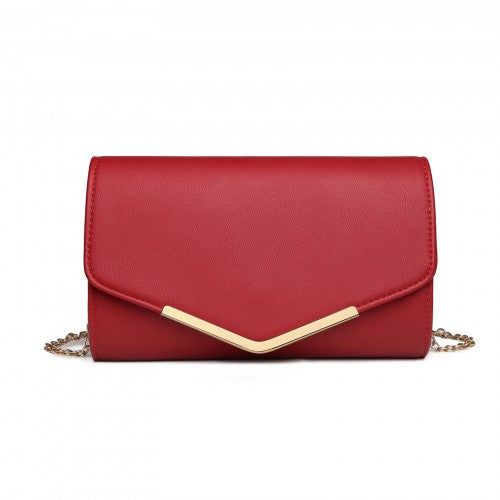 LH2064 - Miss Lulu Vegan Envelope Clutch Bag - Red