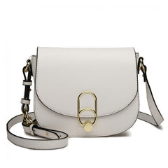 LZ1831 - MISS LULU CROSS BODY SADDLE BAG - WHITE