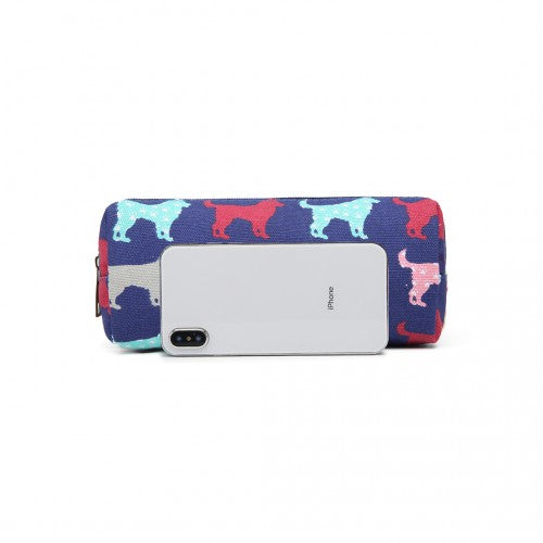 PC - Miss Lulu Canvas Pencil Case Dog Navy