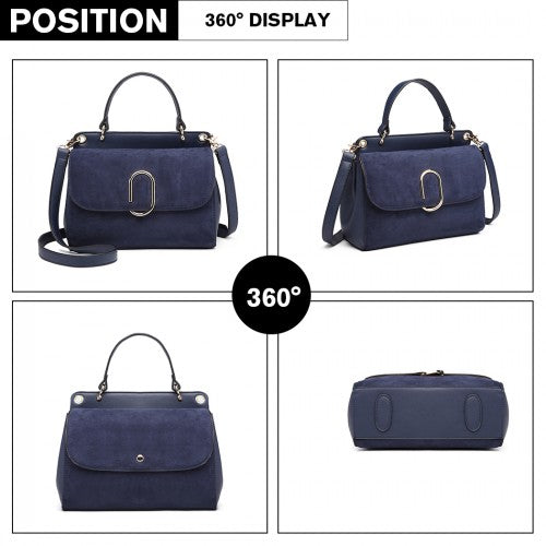 LB6871-MISS LULU STYLISH LADIES LEATHER HANDBAG SHOULDER BAG NAVY