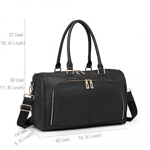 LT6638 - Miss Lulu Leather Look Maternity Changing Shoulder Bag Black