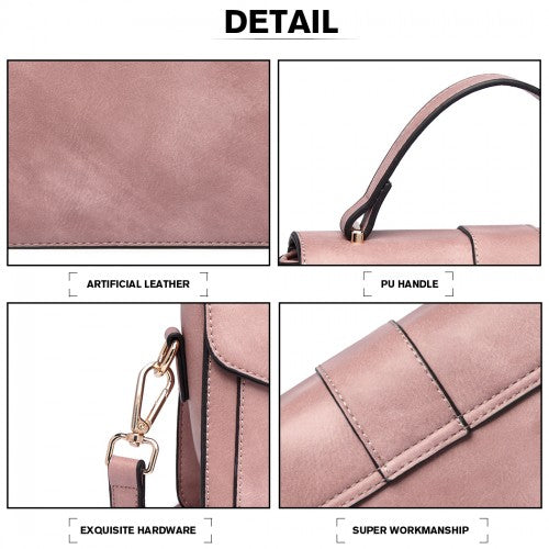 LB2033 - Miss Lulu Leather Look Midi Handbag - Pink